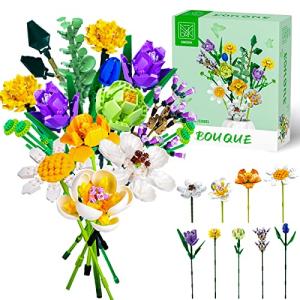 Lucky Doug Flower Bouquet Building Kit - 997 Pcs DIY STEM Flower Building Toys Set, 15 Packs Building Block Flowers for 6 7 8 9 10 11 12 Years Old Kids Girls Collection Decorative Home Accessories from MOKE