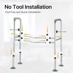 HEAO Toilet Safety Frame for Seniors,Bathroom Safety Rail with Anti-Slip Mat,Storage Bag,Height Adjustable for Stability,Easy to Install from HEAO