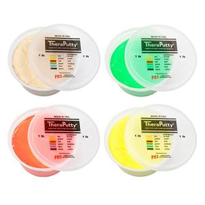 CanDo TheraPutty Scented Hand Exercise Putty For Rehabilitation, Exercises, Hand Therapy, Occupational Therapy, 4 Piece Set Vanilla, Banana, Cherry, and Apple, 5lb Each by Theraputty