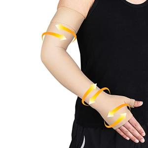 Beister Lymphedema Medical Compression Arm Sleeve with Gauntlet for Men & Women (Single), 20-30 mmHg Full Arm Support with Dot Silicone Band, Graduated Compression Arm Brace for Swelling, Arthritis from beister