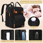 Large Diaper Bag Backpack for Twins - Expandable, Insulated, and Convenient Baby Diaper Bag with USB Charging Port- Perfect for Travel and Shopping - Black by 