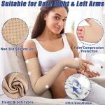 Beister Lymphedema Medical Compression Arm Sleeve with Gauntlet for Men & Women (Single), 20-30 mmHg Full Arm Support with Dot Silicone Band, Graduated Compression Arm Brace for Swelling, Arthritis from beister