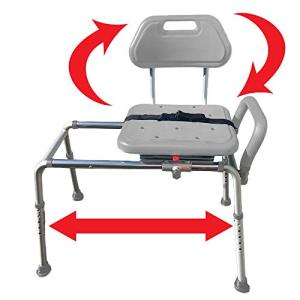 Gateway Premium Sliding Shower Chair Bath Transfer Bench with Swivel Padded Bath Tub Seat for Tubs and Shower, For Handicap & Seniors Mobility & Daily Living, Gray from Platinum Health