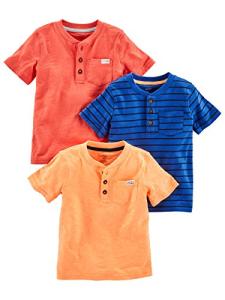 Simple Joys by Carter's Toddler Boys' Short-Sleeve Pocket Henley Tee Shirt, Pack of 3, Orange/Blue/Red, 2T by Carter's Simple Joys - Private Label