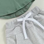 Toddler Baby Boy Clothes Set Short Sleeve Crew Neck Stripes T Shirt Tops with Elastic Waist Shorts Cute Summer Outfit (Green, 18-24 Months) from allshope