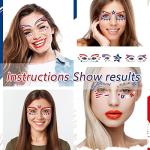 4th of July Temporary Tattoos,Face Eye Tattoo Stickers, American Flag Red White Blue Design Face Body Art Decorations, Patriotic Theme Party Decor Supplies for Adult Kids,10 Sheets from HAIMITI