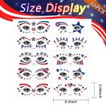 4th of July Temporary Tattoos,Face Eye Tattoo Stickers, American Flag Red White Blue Design Face Body Art Decorations, Patriotic Theme Party Decor Supplies for Adult Kids,10 Sheets from HAIMITI