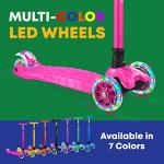 Kids Scooter â Children and Toddler 3 Wheel Kick Scooter â LED Wheel Lights Illuminate When Rollingâ Adjustable Handlebar â Indoor and Outdoor Pink - Lifemaster by Lifemaster