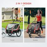 Aosom 2-in-1 Walk/Ride Foldable Child Baby Bike Trailer for Kids 2 Seater, High-Visibility Bike Stroller for Toddler Wagon, Weather-Strong Double Bicycle Trailer Accessory for Kids, Red from Aosom LLC
