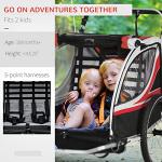 Aosom 2-in-1 Walk/Ride Foldable Child Baby Bike Trailer for Kids 2 Seater, High-Visibility Bike Stroller for Toddler Wagon, Weather-Strong Double Bicycle Trailer Accessory for Kids, Red from Aosom LLC