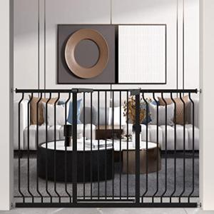 WAOWAO Extra Tall 40.55" Baby Gate Wide Pressure Mounted Walk Through Swing Auto Close Safety Black Metal Toddler Child Dog Pet for Indoor Stairs,Doorways,Kitchen 29.53-76.77 inchï¼cover71.26-74.02"ï¼ by WAOWAO