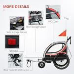 Aosom 2-in-1 Walk/Ride Foldable Child Baby Bike Trailer for Kids 2 Seater, High-Visibility Bike Stroller for Toddler Wagon, Weather-Strong Double Bicycle Trailer Accessory for Kids, Red from Aosom LLC