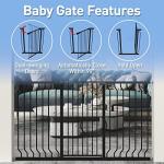 WAOWAO Extra Tall 40.55" Baby Gate Wide Pressure Mounted Walk Through Swing Auto Close Safety Black Metal Toddler Child Dog Pet for Indoor Stairs,Doorways,Kitchen 29.53-76.77 inchï¼cover71.26-74.02"ï¼ by WAOWAO