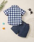 Yhnslsf 18 Months Boy Clothes Summer 18-24 Months Boy Outfits Plaid Blue Short Sleeve Shirt Denim Shorts Set Baby Boy Clothes 18-24 Months by 
