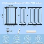WAOWAO Extra Tall 40.55" Baby Gate Wide Pressure Mounted Walk Through Swing Auto Close Safety Black Metal Toddler Child Dog Pet for Indoor Stairs,Doorways,Kitchen 29.53-76.77 inchï¼cover71.26-74.02"ï¼ by WAOWAO
