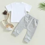 Mother's Day Infant Baby Boys Girls Clothes Short Sleeve Letter Print T-Shirt Toddler Jogger Waist Pant Outfits by 