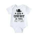 bakjuno Baby Boy Cowboy Theme Outfit Newborn Boy New Cowboy In Town Clothes Mommy's' Little Cowboy Shower Infant Western Romper Pants Set (cowboy, 3-6 Months) by 