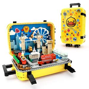 Building Micro Blocks Set Luggage (London Landmarks in Miniature) Toy Gift for Kids Mini Bricks Architecture Modle for Adults by KLMEi