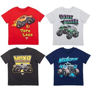 Monster Jam El Toro Loco Grave Digger Megalodon Toddler Boys 4 Pack Graphic T-Shirts 5T from Bentex Group, Inc.