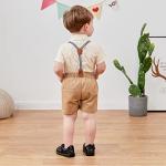 WESIDOM Baby Boy Formal Short Set Toddler Boy Summer Clothes Gentleman Outfit Dress Shirt Short Sleeve Bowtie Suits (Apricot,12-18 Months) from 