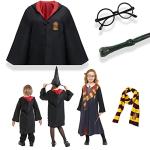 NUBODI Wizard Cosplay Party Costumes Set, Child Magic Cloak Suitable for Height 105~120CM, Decoration Magic Robe Wizard Costume, Halloween Theme Party Costume from 