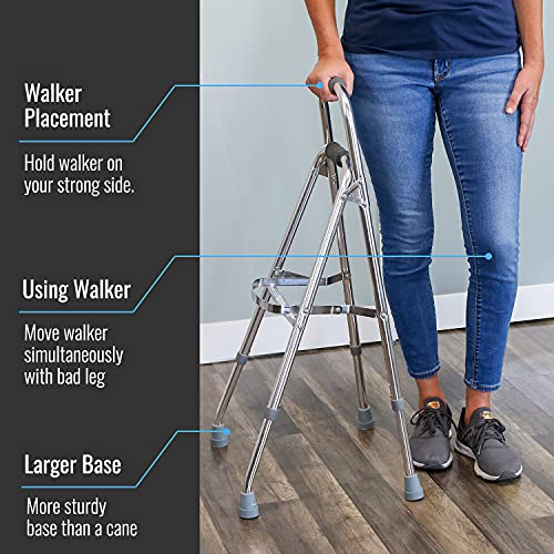 DMI Folding Hemi-Walker Provides Support, Aluminum, Silver, 30'- 35', FSA & HSA Eligible, Lightweight, Superior Support, Comfortable Hand Grips, Easy To Open And Close from Duro-Med