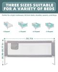 Cercoveu Bed Rail for Toddlers, Extra Tallï¼Height Adjustableï¼ Specially Designed for Twin, Full, Queen, King Size, California King Bed - Safety Baby Bed Guard Rails for Kids (One Side 74.8" x 27") from Cercoveu