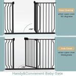 Galle Bear Extra Wide Baby Gate Pressure Mount Extra Wide Dog Gate Tension Indoor Safety Dog Gates Black Metal Large Pet Gate for Stairs(48.1"-52.8"/122cm-134cm) by Galle Bear