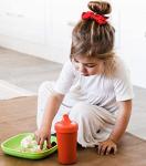 Re Play Made in USA 2pk Toddler Feeding No Spill Sippy Cups with 1 Piece Silicone Easy Clean Valve, BPA Free Eco Friendly Heavyweight Recycled Milk Jugs, Virtually Indestructible, Sage & Leaf from Re Play