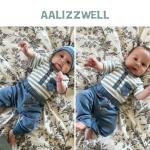 Aalizzwell Preemie Baby Boys Summer Clothes Premature Short Sleeve Striped Outfit Spring Clothing Gray Blue from 
