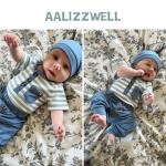 Aalizzwell Preemie Baby Boys Summer Clothes Premature Short Sleeve Striped Outfit Spring Clothing Gray Blue from 