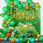 HJINGY 353 PCS Dinosaur Party Decorations, Dinosaur Birthday Party Supplies for kids Include Dinosaur Foil Balloons, HAPPY BIRTHDAY Banner, Cake Toppers, Plates,Napkins, Curtains&Customized Tablecloth from HJINGY