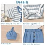 Aalizzwell Preemie Baby Boys Summer Clothes Premature Short Sleeve Striped Outfit Spring Clothing Gray Blue from 