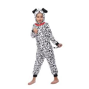 Rabtero Children Animal Onesie Costume, Unisex Spotted Dog Onesie Costume, Dalmatians Onesie Costume, Kids Halloween/Christmas/Carnival Festival Costume for Kids 4-6 from Rabtero