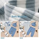 Aalizzwell Preemie Baby Boys Summer Clothes Premature Short Sleeve Striped Outfit Spring Clothing Gray Blue from 