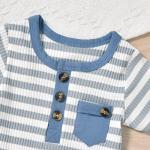 Aalizzwell Preemie Baby Boys Summer Clothes Premature Short Sleeve Striped Outfit Spring Clothing Gray Blue from 