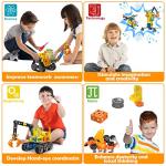 6 In 1 STEM Building Toys for 5 6 7 8 9 + Year Old Boys Girl Gift Stem Project Activities Kit for kid Age 5-7 6-8-12 Educational Autism Robotic Toy Learning Game Excavator Engineering Construction Set by Qirptey