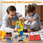 6 In 1 STEM Building Toys for 5 6 7 8 9 + Year Old Boys Girl Gift Stem Project Activities Kit for kid Age 5-7 6-8-12 Educational Autism Robotic Toy Learning Game Excavator Engineering Construction Set by Qirptey