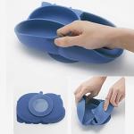RUNDE Silicone Baby Plates with Suction,Divided Placemat Dish for Toddlers and Kids,Baby First Stage Self Feeding Training Supplies (MF-Blue & Yellow) by RUNDE