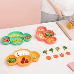 RUNDE Silicone Baby Plates with Suction,Divided Placemat Dish for Toddlers and Kids,Baby First Stage Self Feeding Training Supplies (MF-Blue & Yellow) by RUNDE