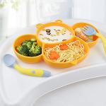 RUNDE Silicone Baby Plates with Suction,Divided Placemat Dish for Toddlers and Kids,Baby First Stage Self Feeding Training Supplies (MF-Blue & Yellow) by RUNDE