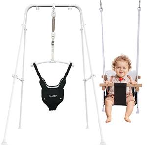 2 in 1 Baby Jumper & Swing, Baby Jumper for Indoor and Outdoor Use, Baby Swing with Foldable Stand, Stable Toddler Swing Set from G TALECO GEAR