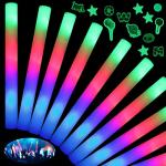 HONLYNE 200PCS Foam Glow Sticks with 3 Modes Colorful Flashing, LED Light Stick Gift, Comes with 12Glowing Stickers, Glow Sticks Party Pack for Wedding, Raves, Concert, Party, Halloween Party Supplies from HONLYNE