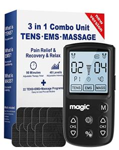Tens Unit Muscle Stimulator Machine - Dual Channel Electronic Pulse Massager, Tens EMS Machine for Pain Relief Therapy with 10 Electrode Tens Unit Replacement Pads (2"x2") from Nicwell Care