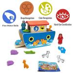 DOLLERGO Noah's Ark Toys for Toddlers Wooden Baptism Gifts for Boys Girls 1 2 3 Year Old Christian Bible Toys Kids Learning Toys with Story Book for 12 18 24 Months Babies from Yunhe Stark Toys Co., Ltd