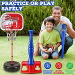 Baseball and Basketball Training Set for Kids Include 5.6 ft Basket Hoop 20.5'' Baseball Stand 23.2'' Foam Baseball Bat 9 Balls 1 Pump and Carry Bag Adjustable Height Outdoor Sport Toy Games Equipment by Libima