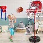 Baseball and Basketball Training Set for Kids Include 5.6 ft Basket Hoop 20.5'' Baseball Stand 23.2'' Foam Baseball Bat 9 Balls 1 Pump and Carry Bag Adjustable Height Outdoor Sport Toy Games Equipment by Libima
