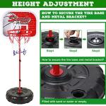 Baseball and Basketball Training Set for Kids Include 5.6 ft Basket Hoop 20.5'' Baseball Stand 23.2'' Foam Baseball Bat 9 Balls 1 Pump and Carry Bag Adjustable Height Outdoor Sport Toy Games Equipment by Libima