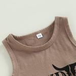 Dcohmch Toddler Baby Boy Western Clothes Cow Print Sleeveless Tank Tops Shorts Summer Outfit 0-3T (Coffee, 12-18 Months) by 