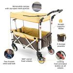 Creative Outdoors Pack and Push Ultra Compact Folding Stroller Wagon with Canopy for Camping, Beach, Park, Sporting Events, Sleek Compact Design, Brown/Tan from Creative Outdoor